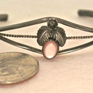 Navajo Squash Blossom Pink MoPearl Cuff Bracelet.